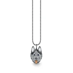 Black Rhodium & Diamond Husky Charm
