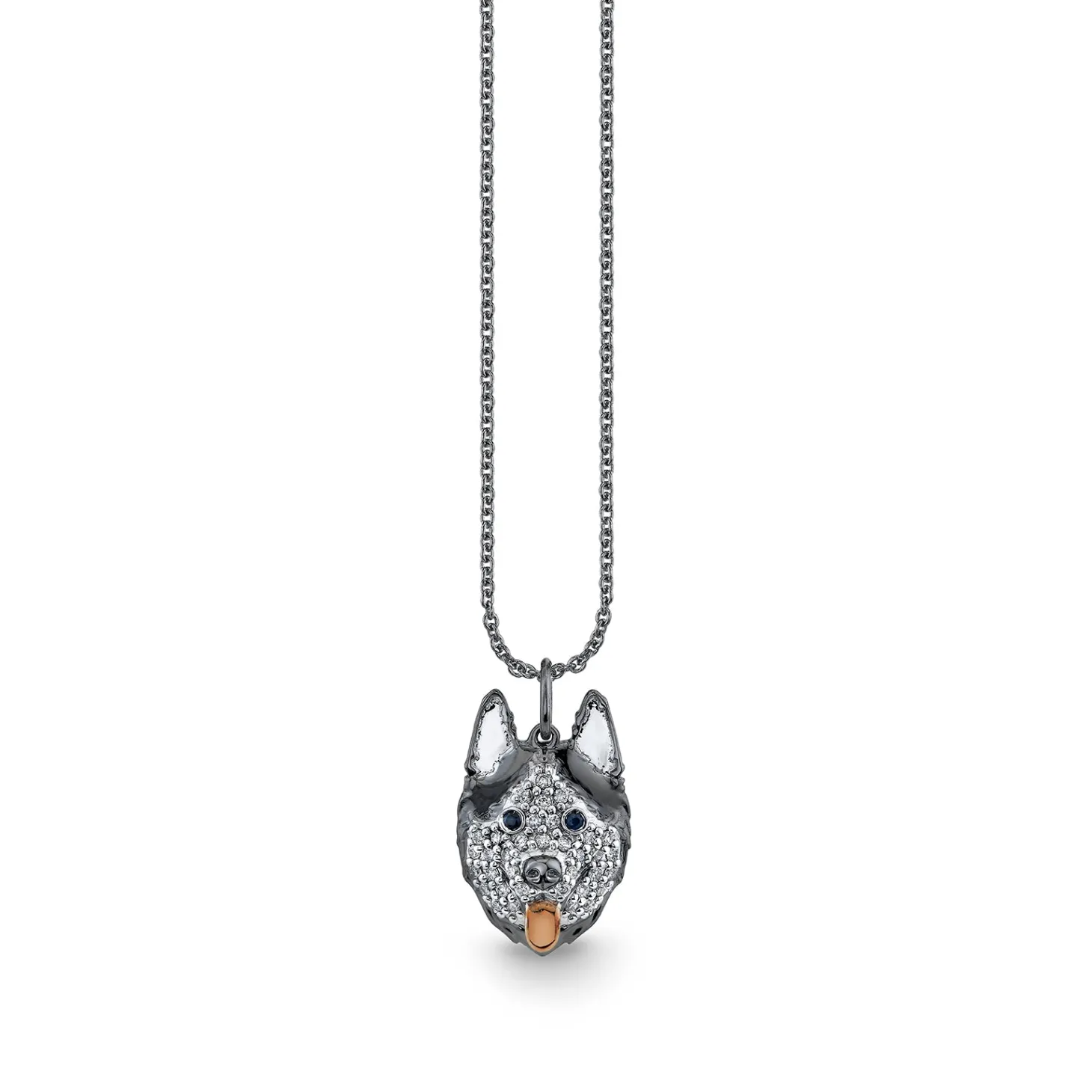 Black Rhodium & Diamond Husky Charm