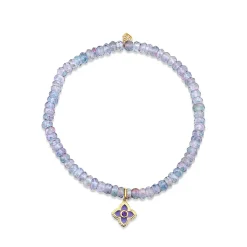 Gold & Amethyst Mini Moroccan Flower on Mystic Rainbow Quartz