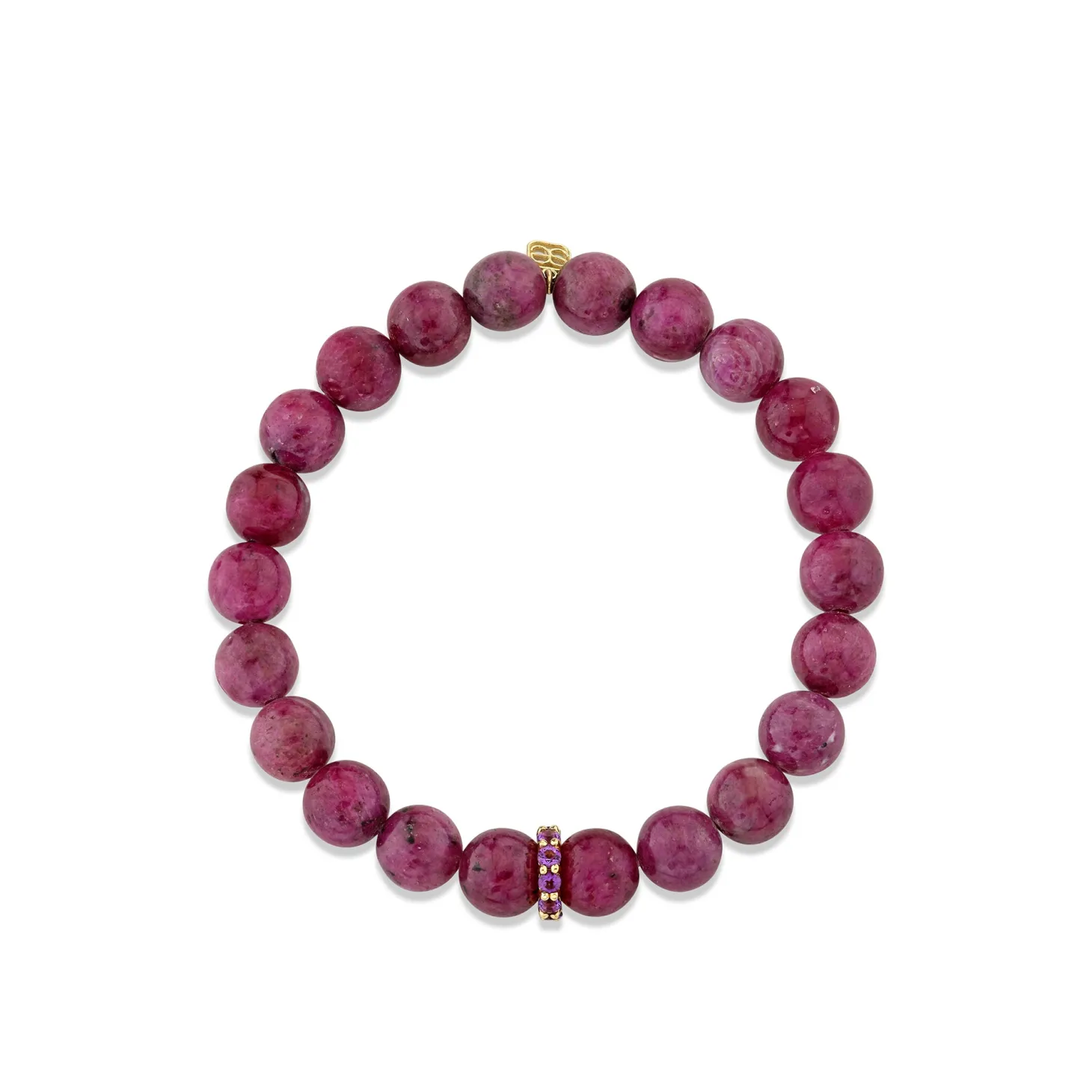 Gold & Amethyst 8mm Large Cocktail Eternity Rondelle on Natural Ruby
