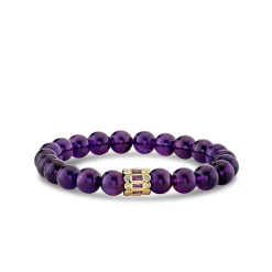 Gold & Amethyst Stacked Baguette & Bezel Rondelle on Amethyst