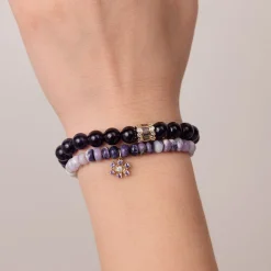 Gold & Amethyst Stacked Baguette & Bezel Rondelle on Amethyst