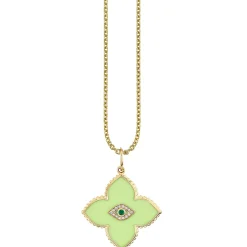 Gold & Bezel Diamond Eye Moroccan Flower Charm
