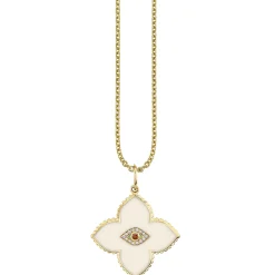 Gold & Bezel Diamond Eye Moroccan Flower Charm