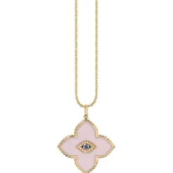 Gold & Bezel Diamond Eye Moroccan Flower Charm