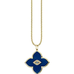 Gold & Bezel Diamond Eye Moroccan Flower Charm