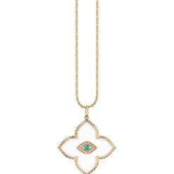 Gold & Bezel Diamond Eye Moroccan Flower Charm