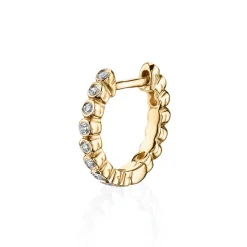 Gold & Bezel Diamond Huggie Hoops