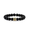 Gold & Black Diamond Stacked Baguette & Bezel Rondelle on Onyx