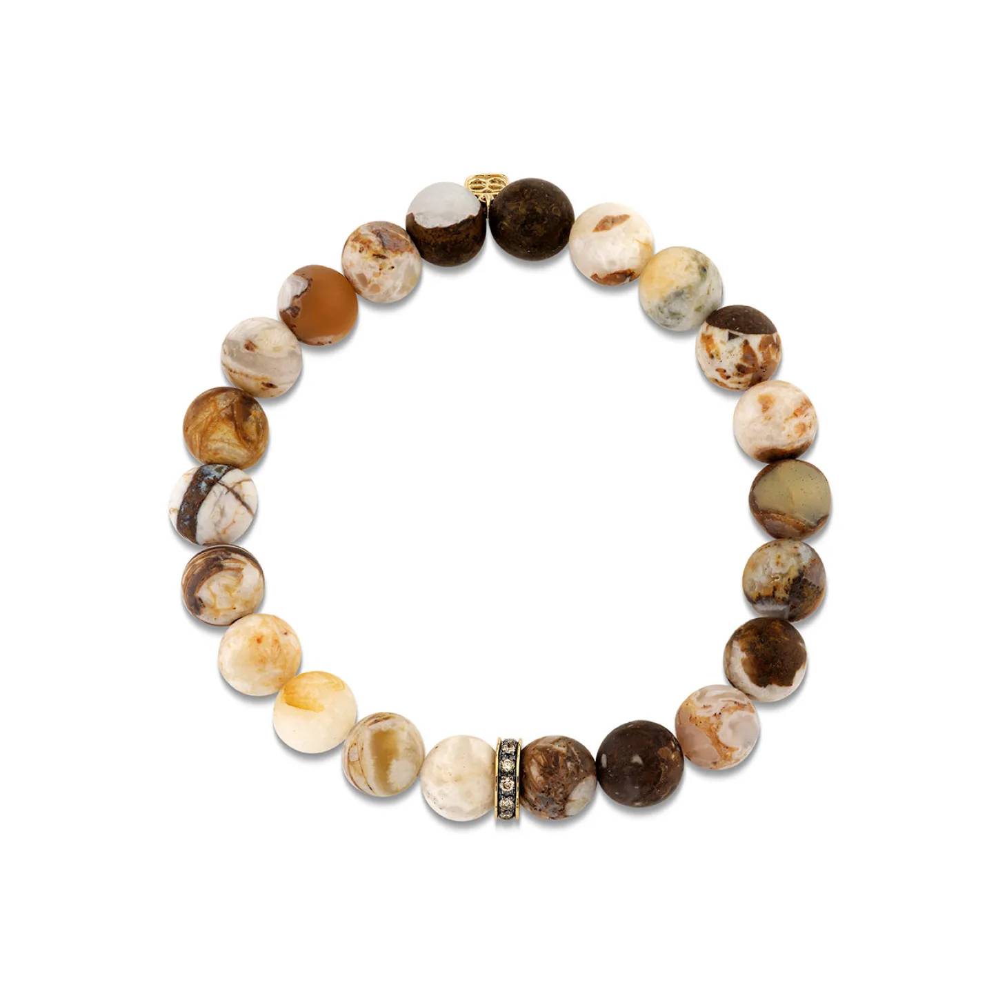 Gold & Brown Diamond Eternity Rondelle on Opal