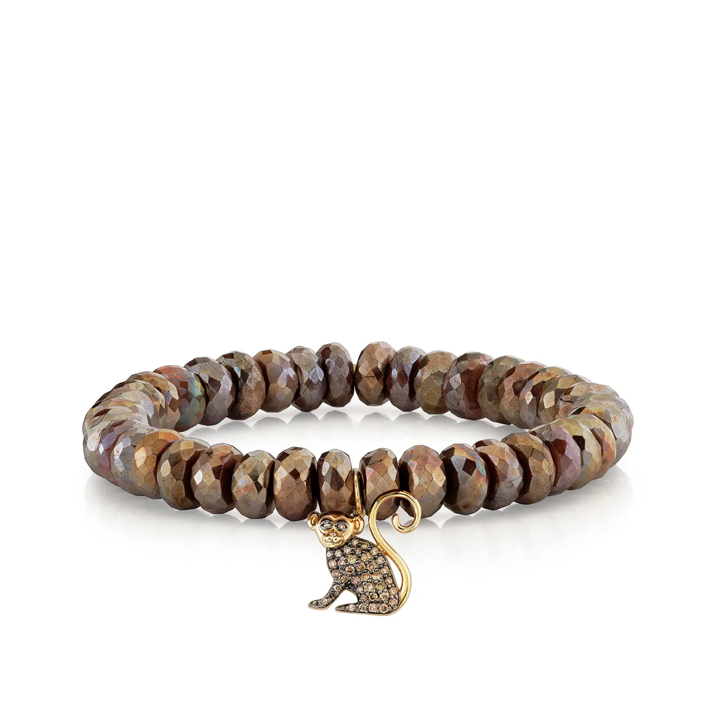 Gold & Brown Diamond Monkey on Moonstone