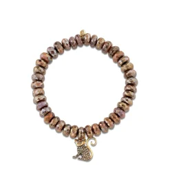 Gold & Brown Diamond Monkey on Moonstone