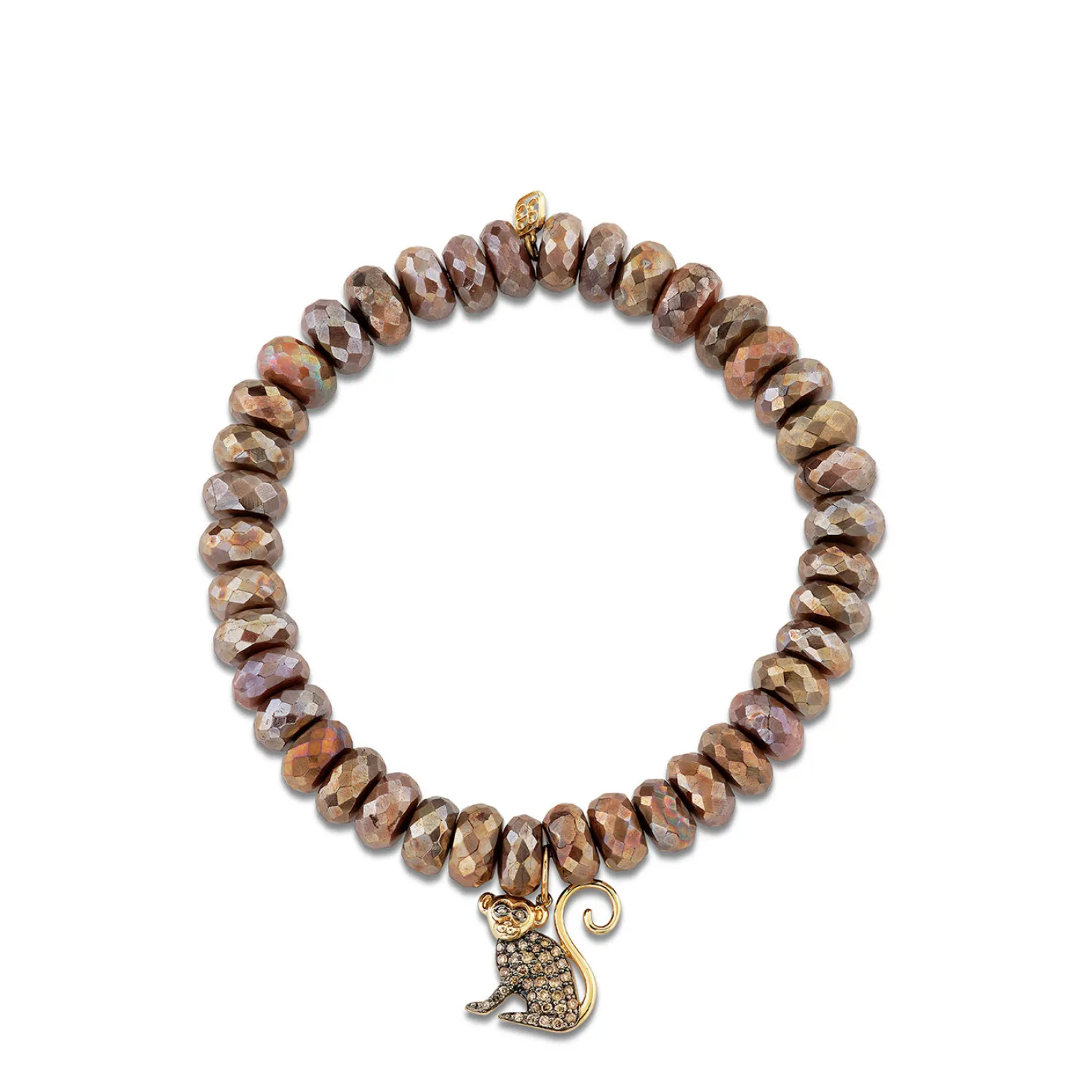 Gold & Brown Diamond Monkey on Moonstone