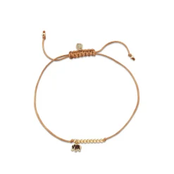 Gold & Brown Enamel Mini Elephant Cord Bracelet
