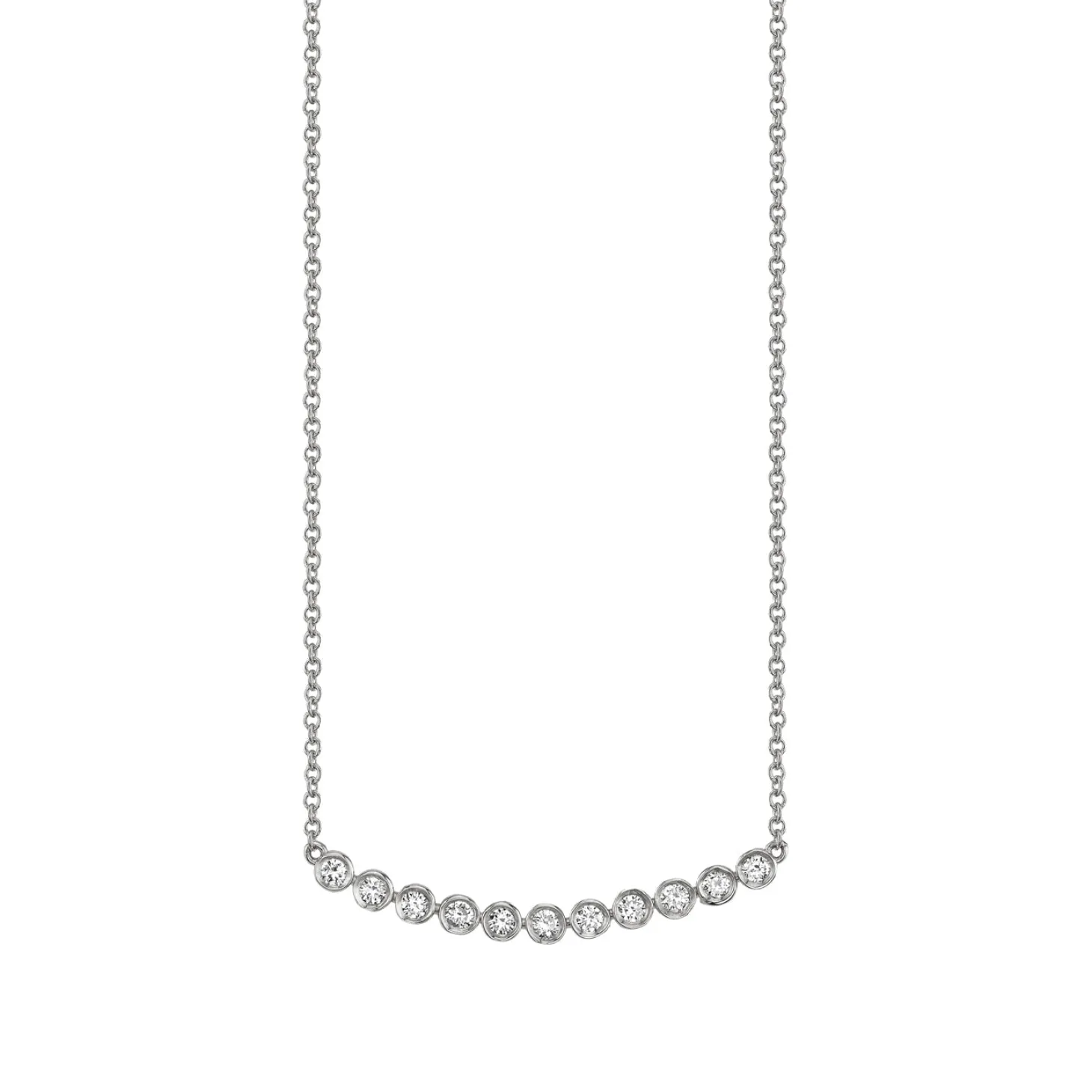 Gold & Diamond 11 Stone Bezel Necklace