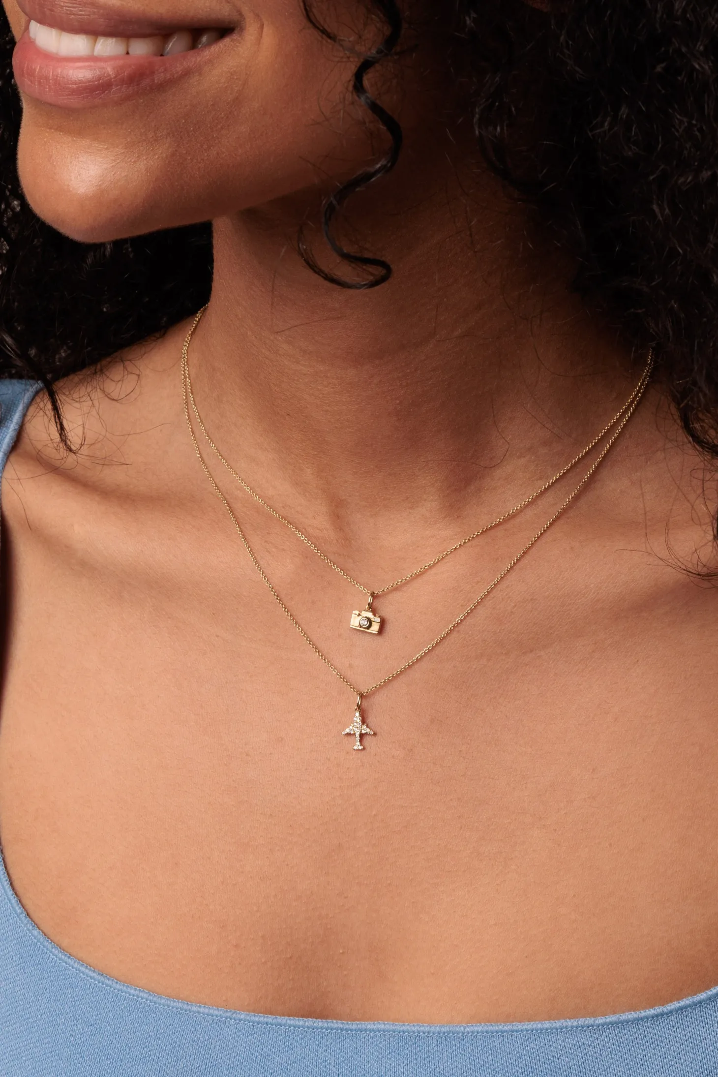 Gold & Diamond Airplane Charm
