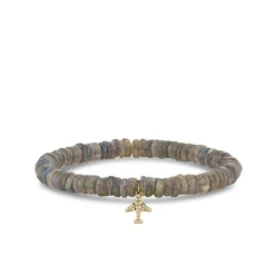 Gold & Diamond Airplane On Labradorite Heishi