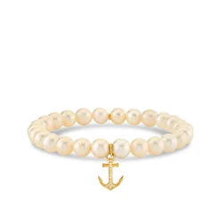 Gold & Diamond Anchor on Pearls