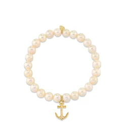 Gold & Diamond Anchor on Pearls