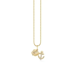 Gold & Diamond Anchor Shell Cluster Charm