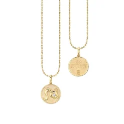 Gold & Diamond Aquarius Zodiac Medallion