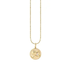 Gold & Diamond Aquarius Zodiac Medallion