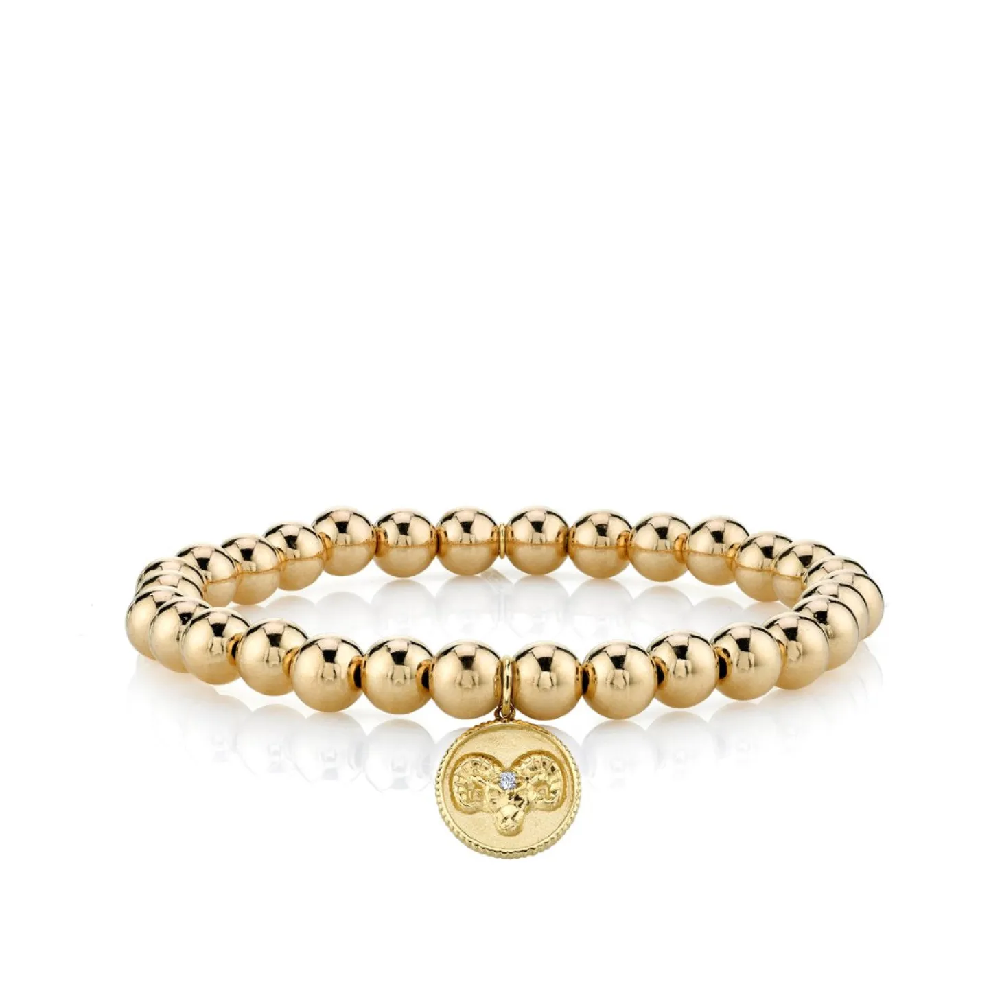 Gold & Diamond Aries Zodiac Medallion on 14k Yellow Gold