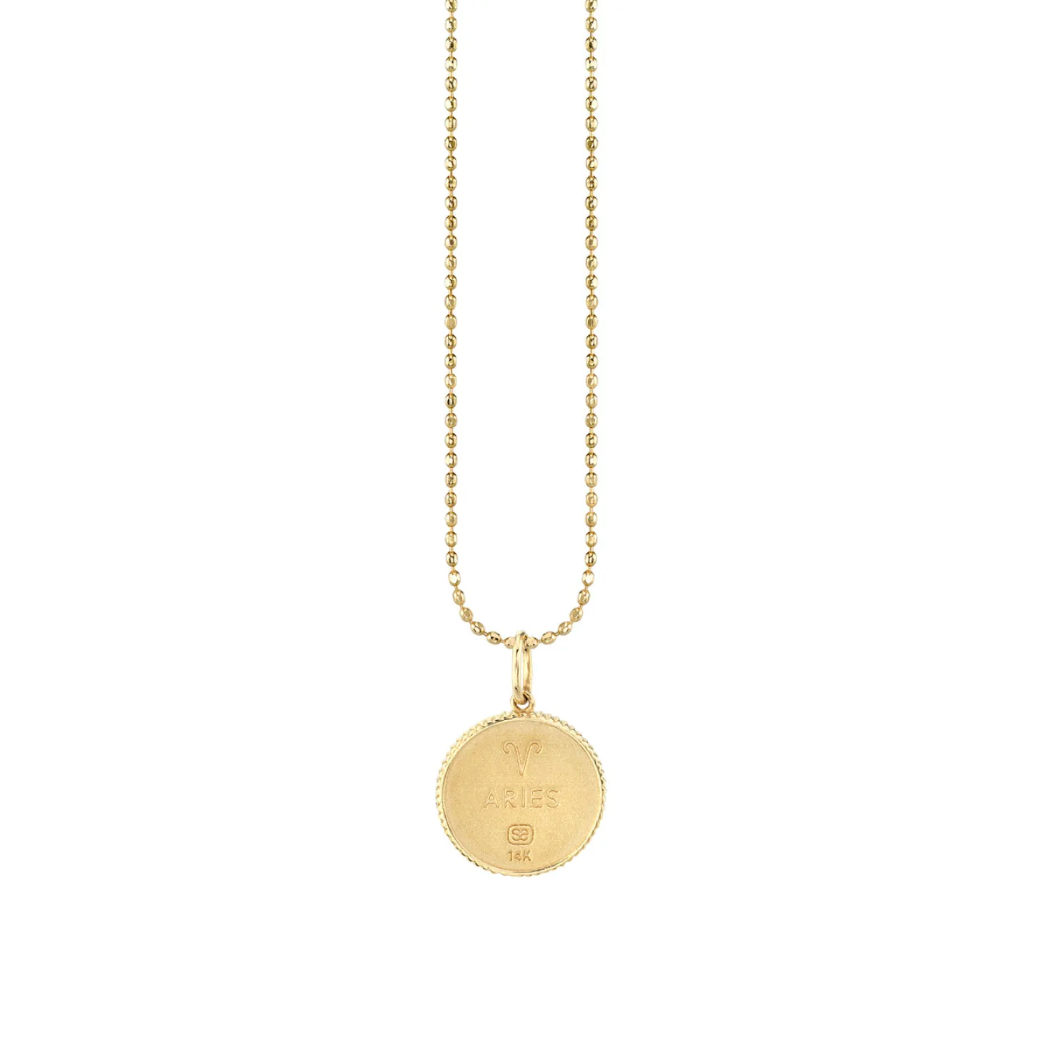 Gold & Diamond Aries Zodiac Medallion Necklace