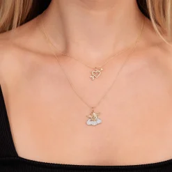 Gold & Diamond Arrow Heart Charm