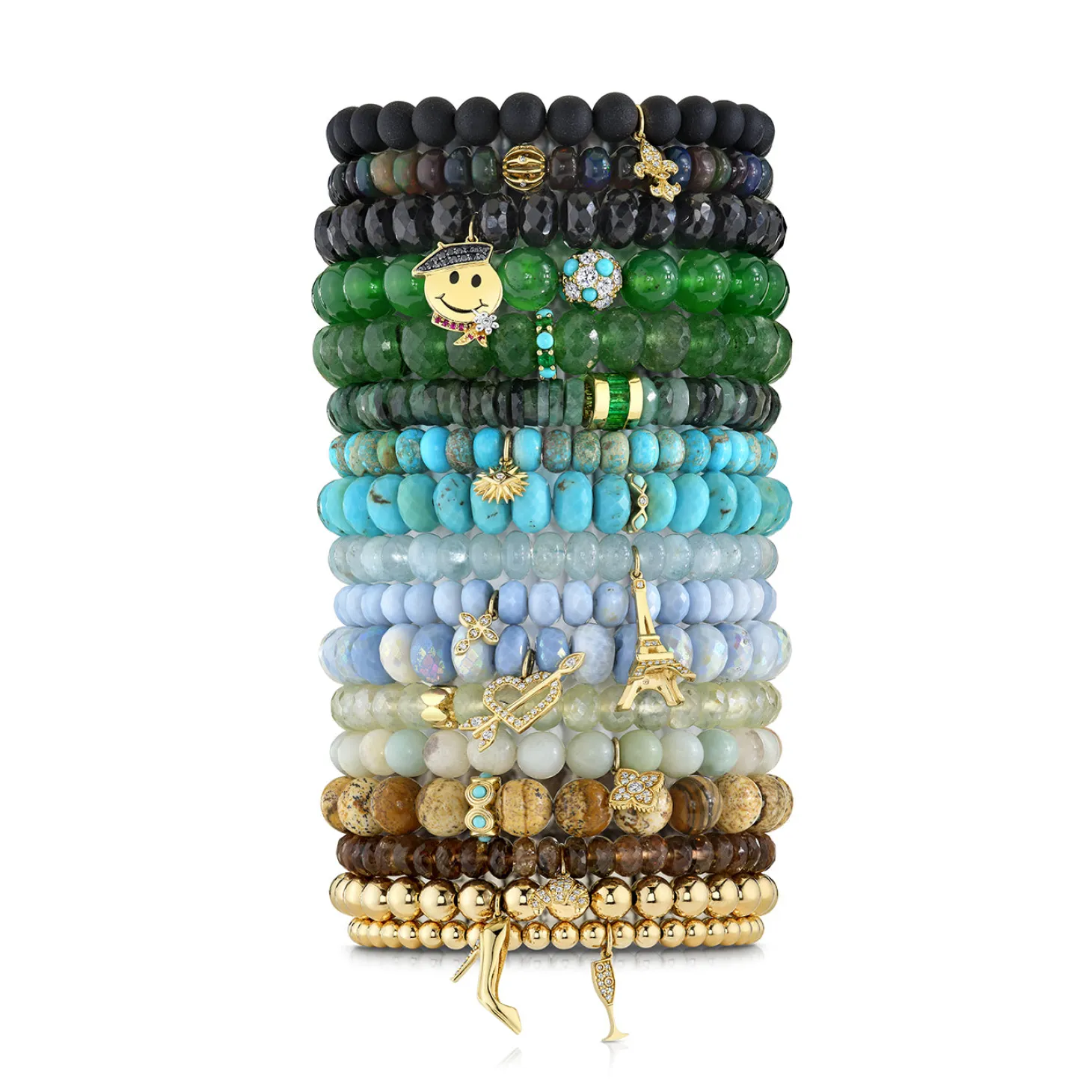 Gold & Diamond Arrow Through Heart on African Opal