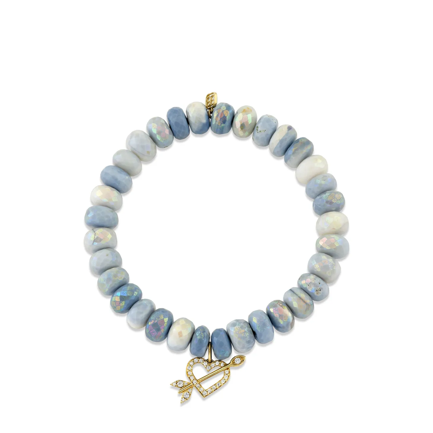 Gold & Diamond Arrow Through Heart on African Opal