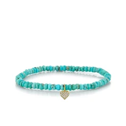 Gold & Diamond Baby Heart on Turquoise