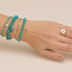 Gold & Diamond Baby Heart on Turquoise