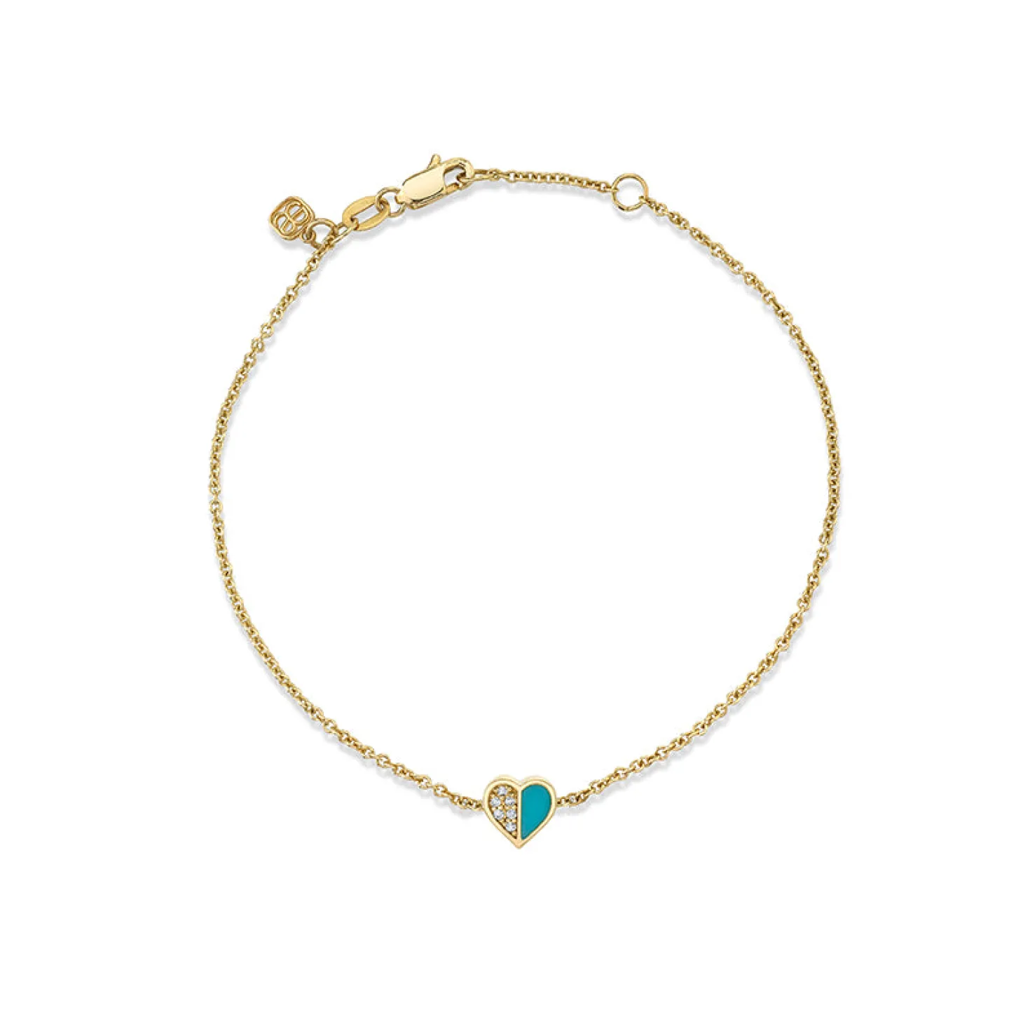 Gold & Diamond Baby Heart Stone Inlay Bracelet