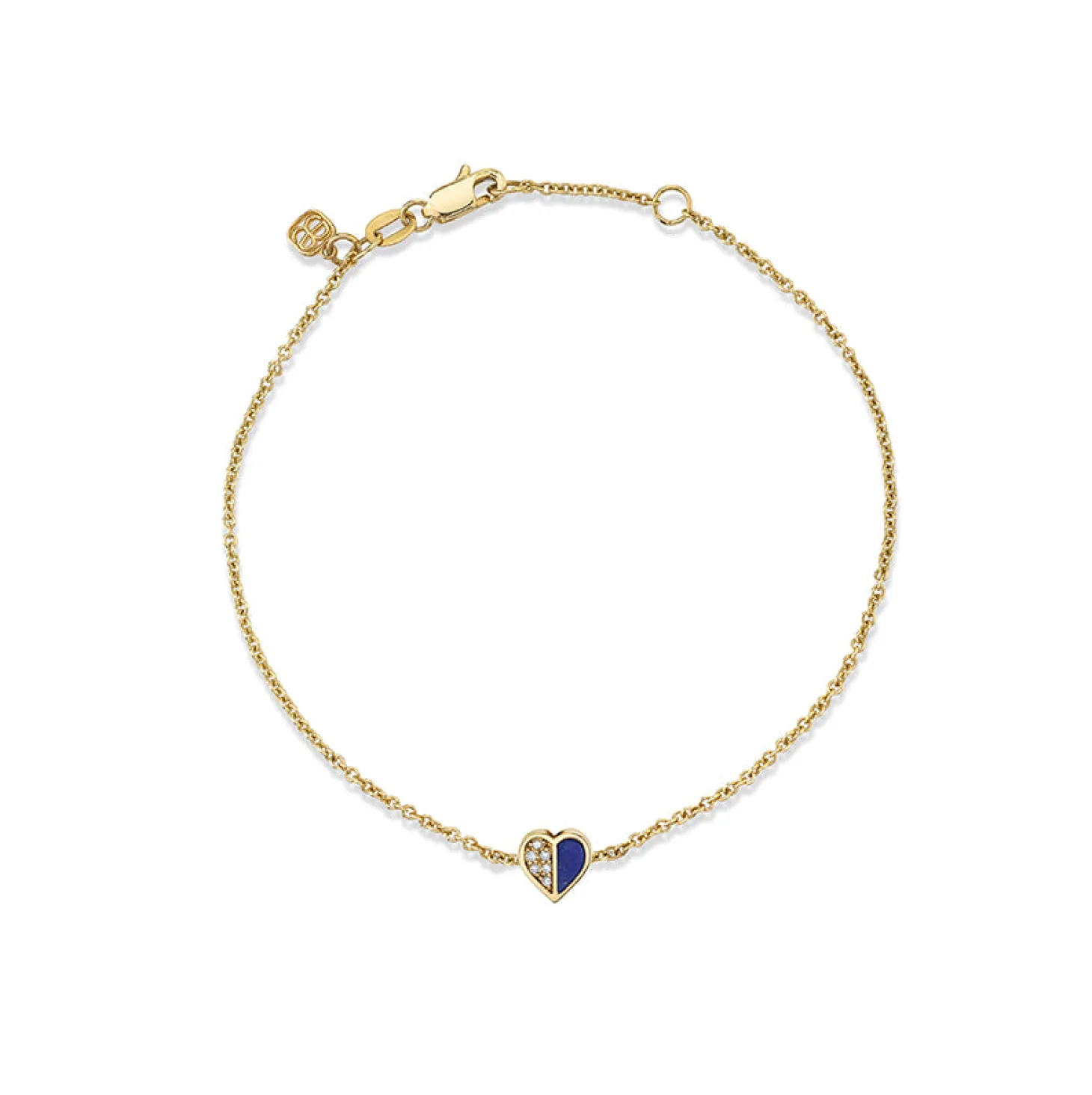 Gold & Diamond Baby Heart Stone Inlay Bracelet