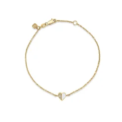 Gold & Diamond Baby Heart Stone Inlay Bracelet