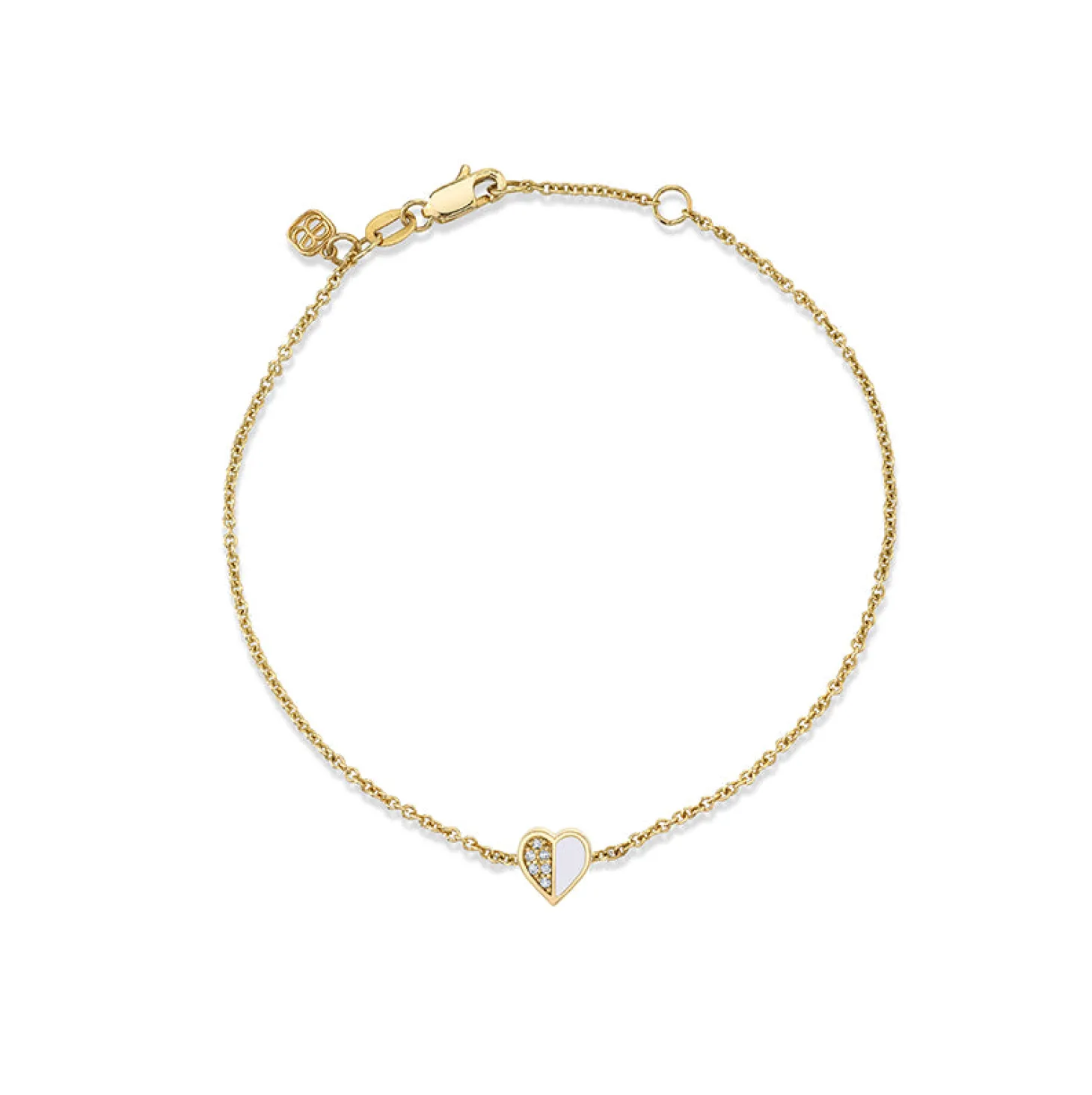 Gold & Diamond Baby Heart Stone Inlay Bracelet