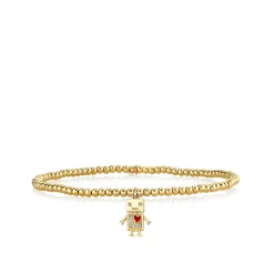 Gold & Diamond Baby Robot on Gold Beads