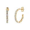 Gold & Diamond Baguette and Round Bezel Medium Hoops