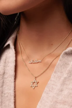 Gold & Diamond Baguette and Round Bezel Star of David Charm