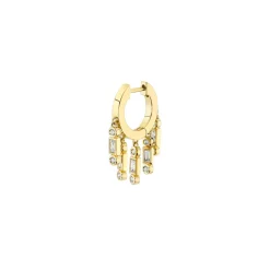 Gold & Diamond Baguette Fringe Huggie Hoops