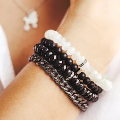Gold & Diamond Baguette Rondelle on Black Spinel