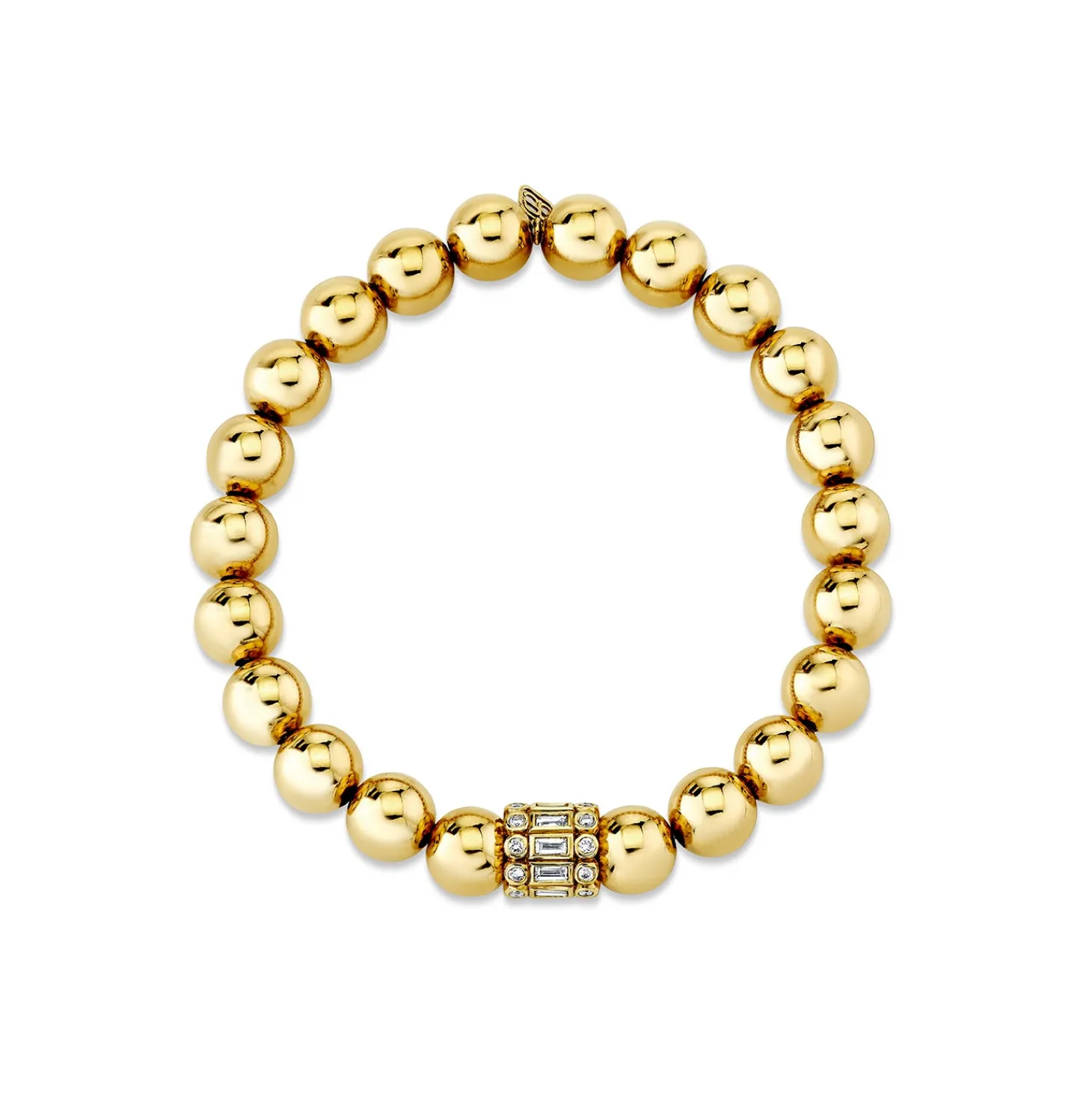 Gold & Diamond Baguette Rondelle on Gold Beads