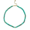 Gold & Diamond Ball on Natural Turquoise Anklet