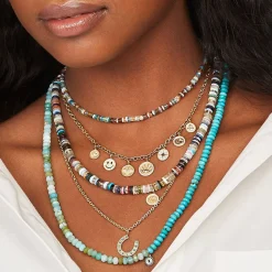 Gold & Diamond Ball Rainbow Heishi Choker
