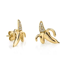 Gold & Diamond Banana Stud