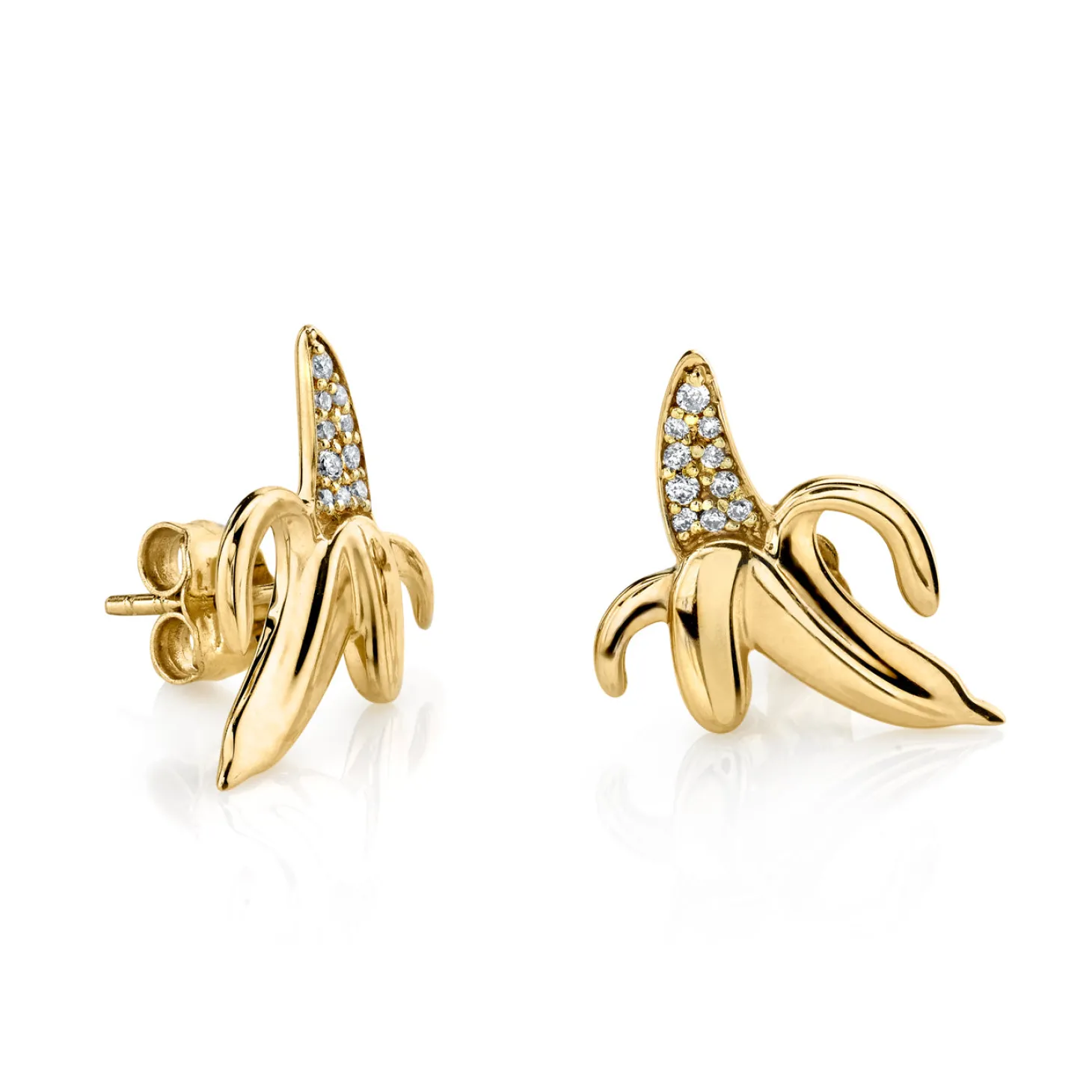 Gold & Diamond Banana Stud
