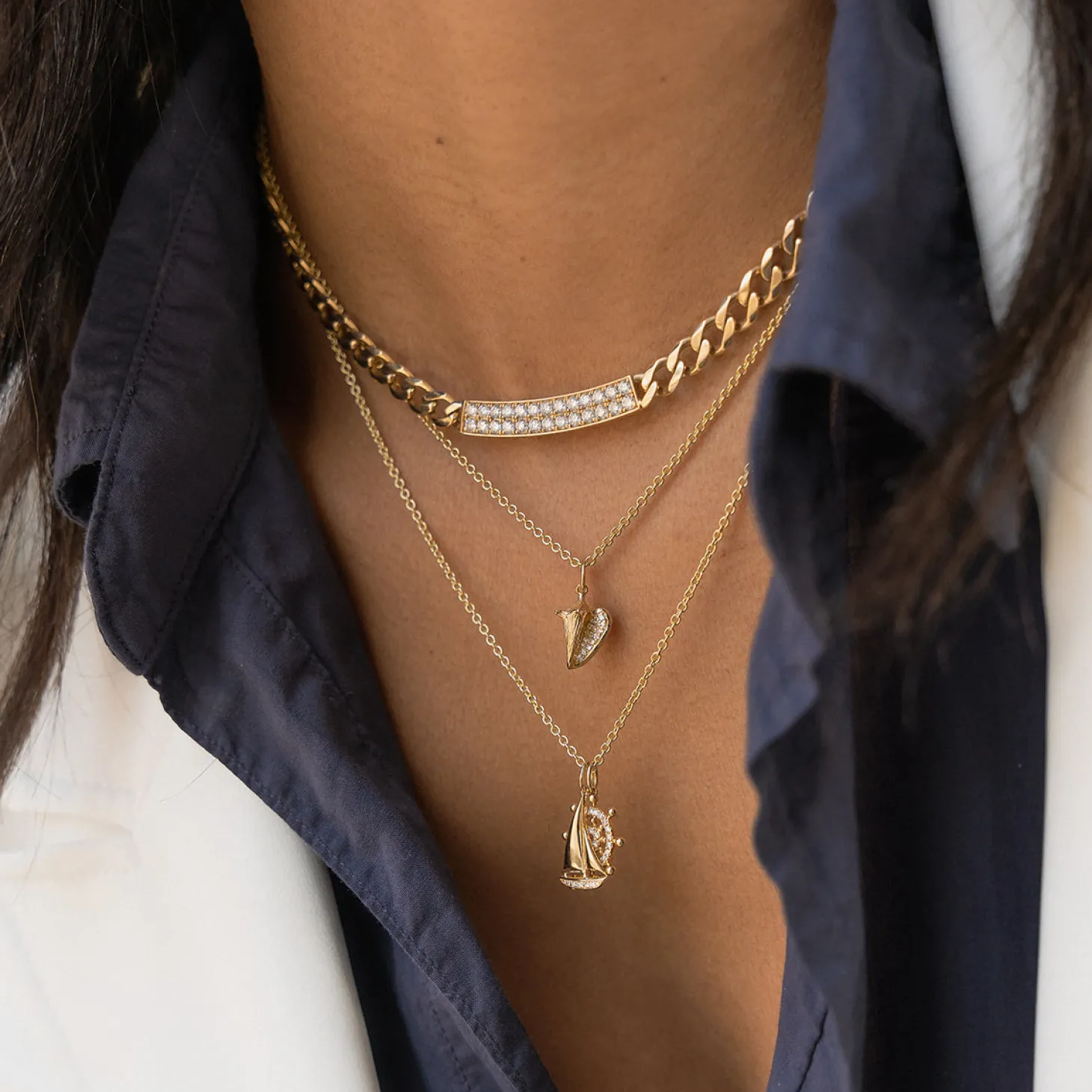 Gold & Diamond Bar Necklace