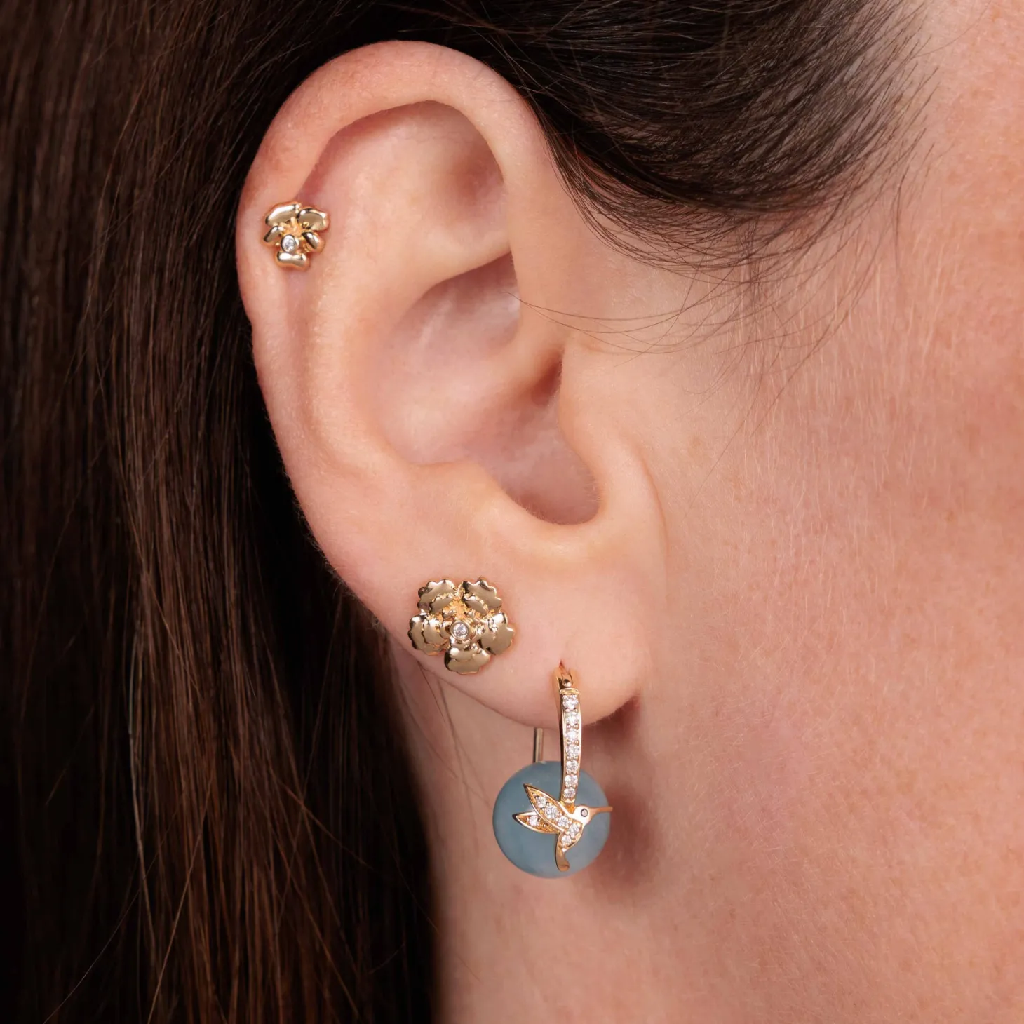 Gold & Diamond Begonia Stud