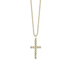 Gold & Diamond Bezel Cross Charm